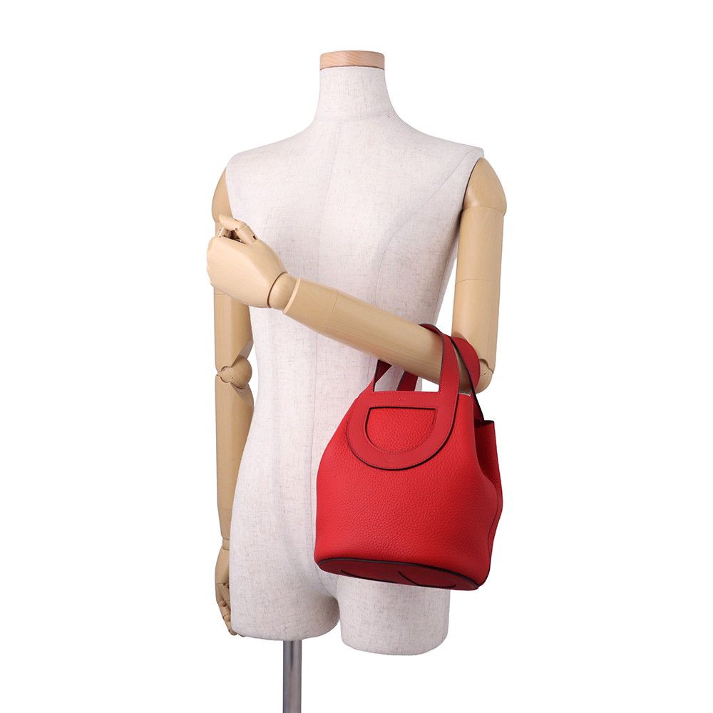 Hermes Tote Bag in the Loop 18 Rouge Casaque Gold Taurillon Clemence Swift — view 4