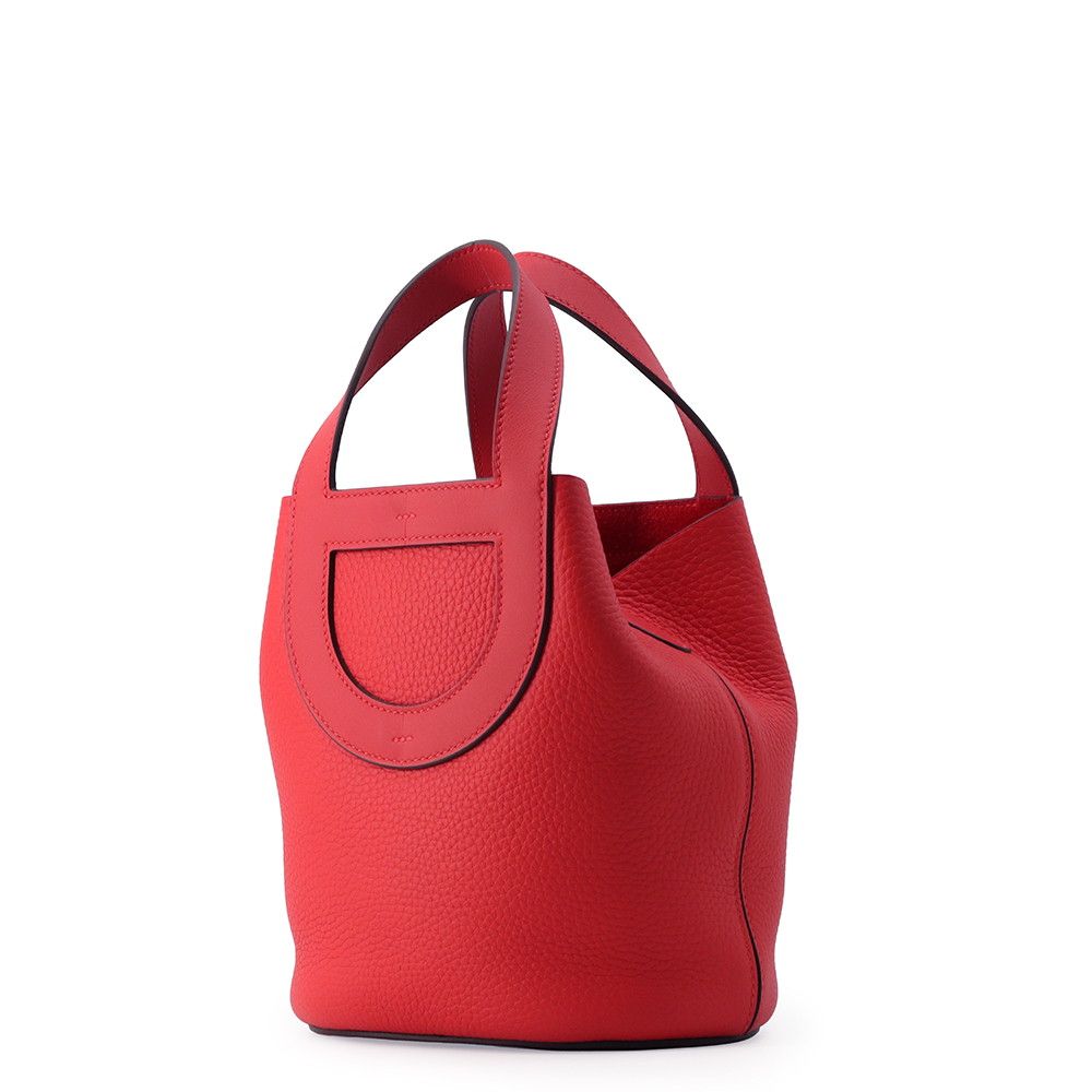 Hermes Tote Bag in the Loop 18 Rouge Casaque Gold Taurillon Clemence Swift — view 2