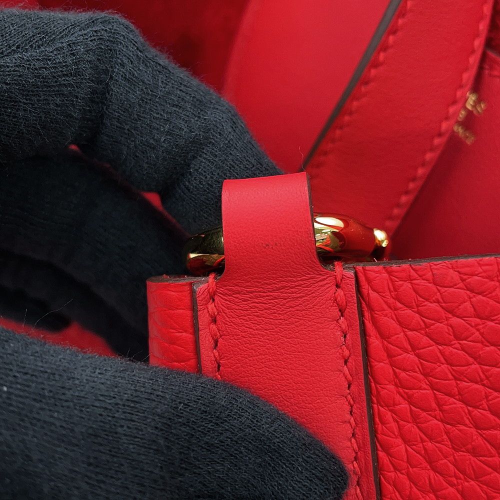 Hermes Tote Bag in the Loop 18 Rouge Casaque Gold Taurillon Clemence Swift — view 6