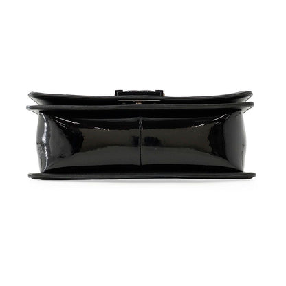Chanel Chain Shoulder Bag CC Logo Quilted Boy Patent Black — view 3