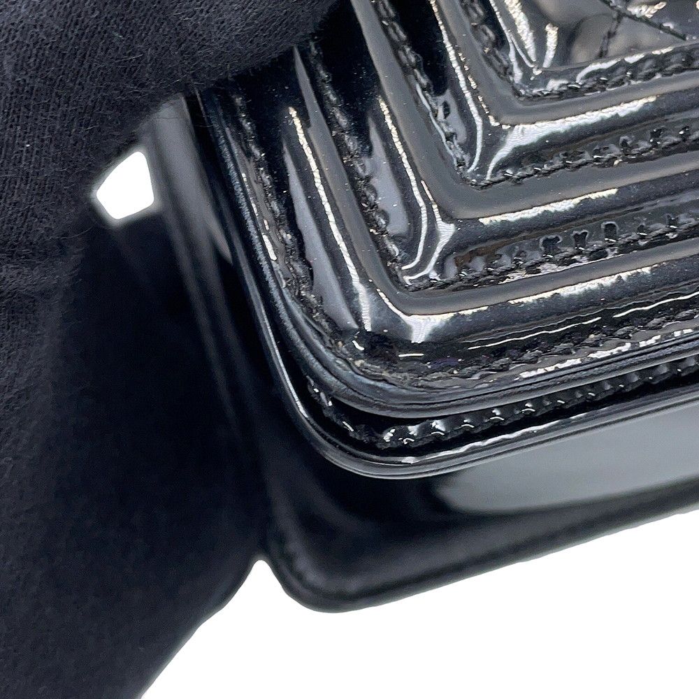 Chanel Chain Shoulder Bag CC Logo Quilted Boy Patent Black — view 8