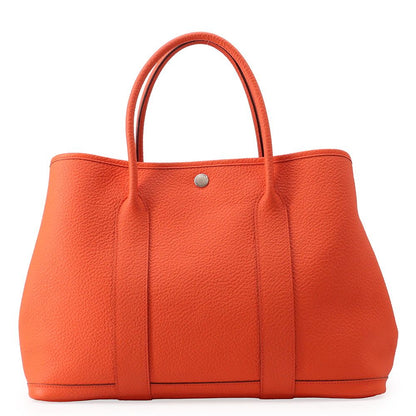 Hermes Tote Bag Garden Party PM Buckle Workshop Orange Poppy Silver Country