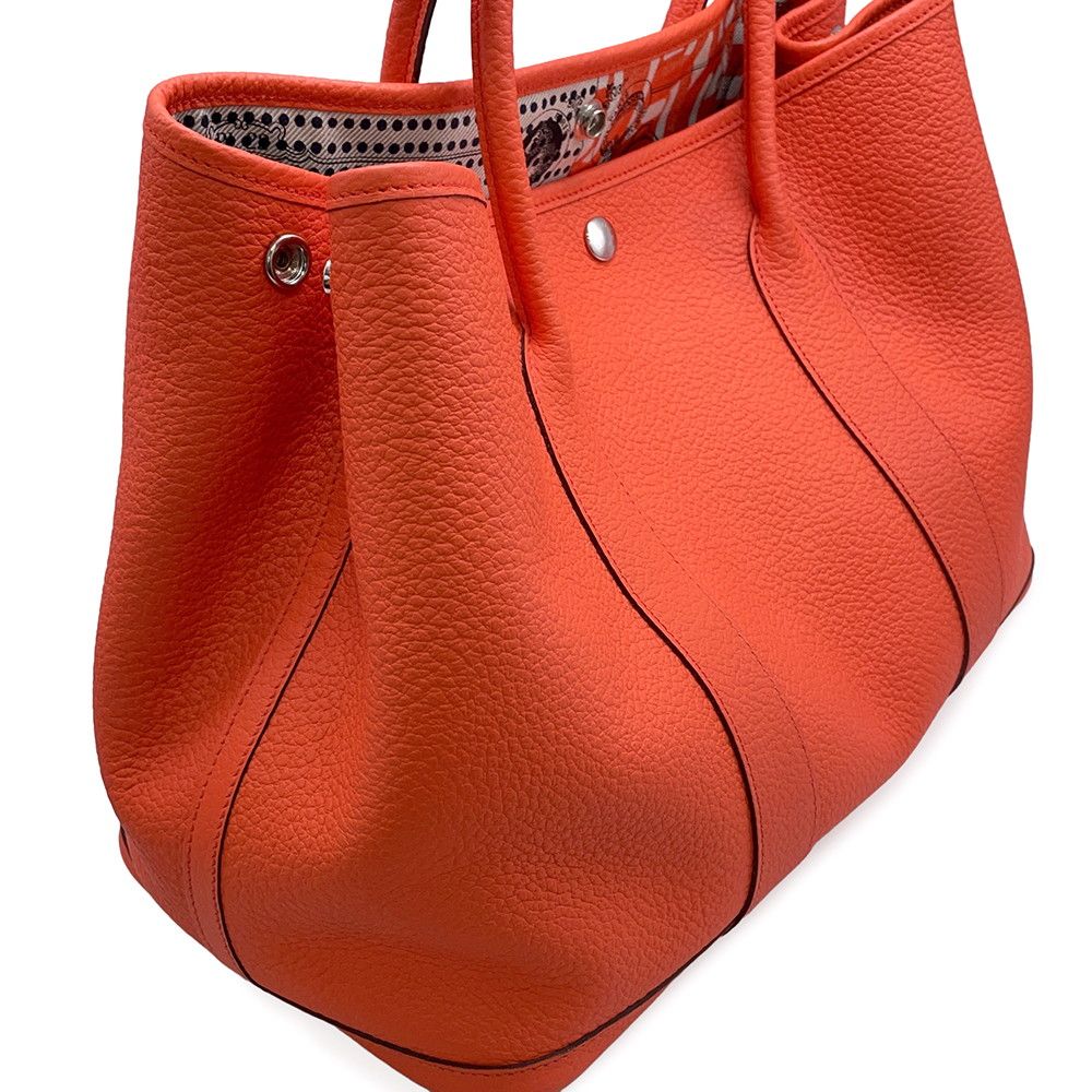 Hermes Tote Bag Garden Party PM Buckle Workshop Orange Poppy Silver Country — view 7