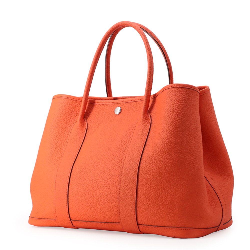 Hermes Tote Bag Garden Party PM Buckle Workshop Orange Poppy Silver Country — view 2