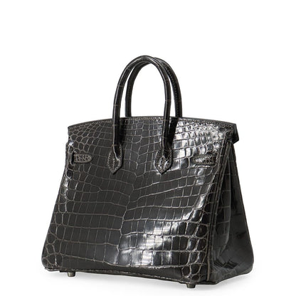 Hermes Birkin 25 Graphite Silver Niloticus Shine Handbag — view 2
