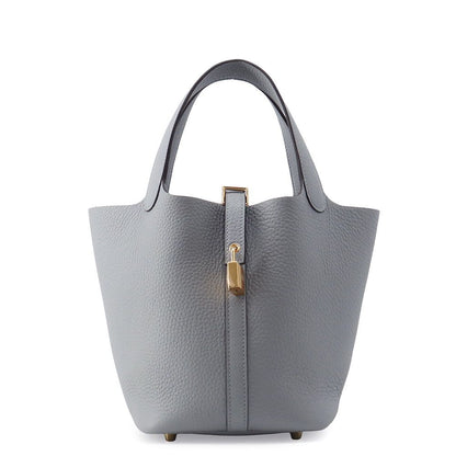 Hermes Handbag Picotin Lock PM Gray Pantin Gold Taurillon Clemence