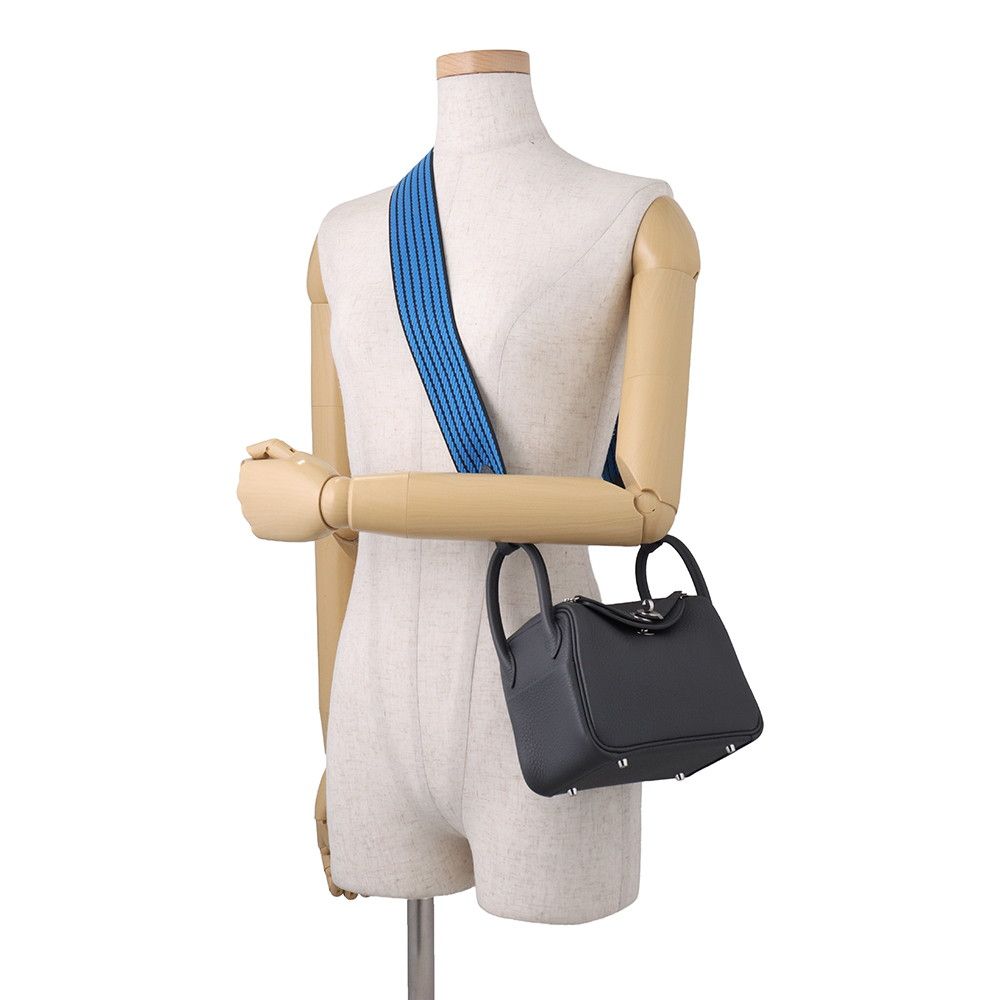 Hermes Handbag Lindy Mini Carbon Cavern Blue Hydra Silver Taurillon Clemence — view 4