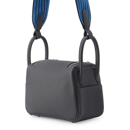 Hermes Handbag Lindy Mini Carbon Cavern Blue Hydra Silver Taurillon Clemence — view 2