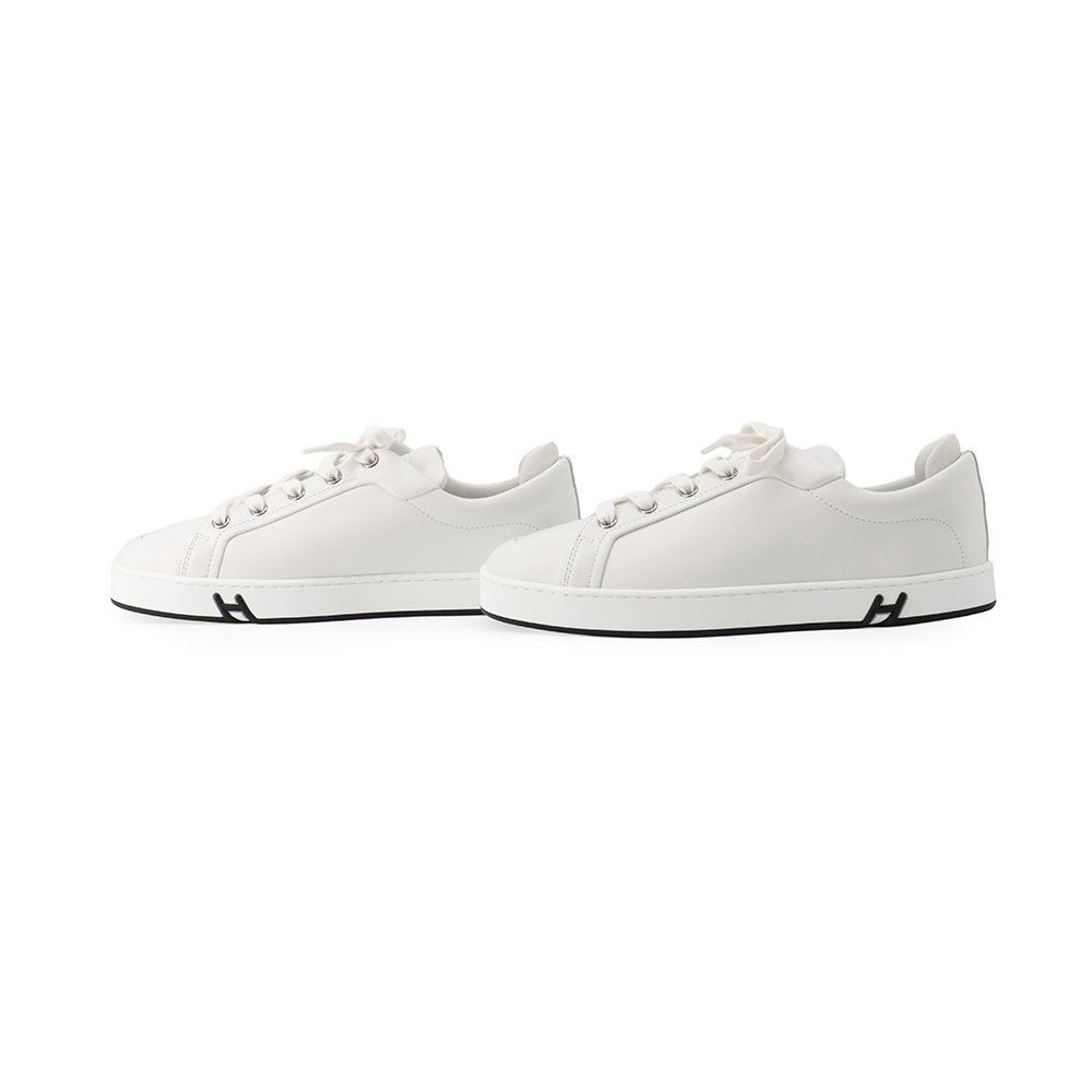 Hermes Sneakers Kid Leather Shoes White Black — view 2