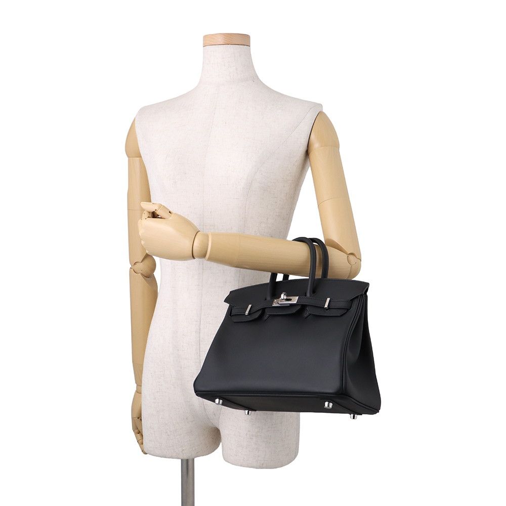 Hermes Birkin 25 Black Silver Swift Handbag — view 4
