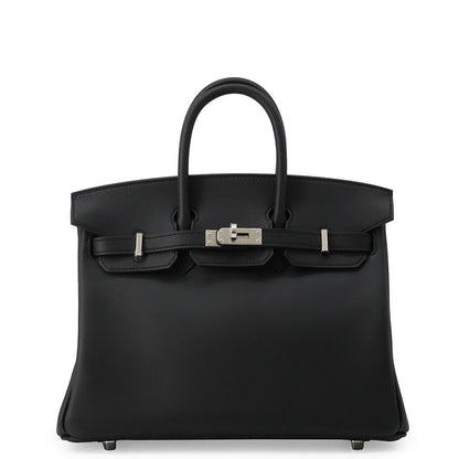 Hermes Birkin 25 Black Silver Swift Handbag