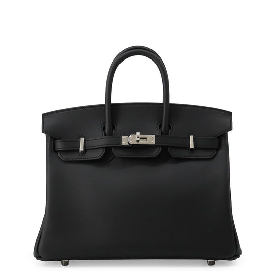 Hermes Birkin 25 Black Silver Swift Handbag