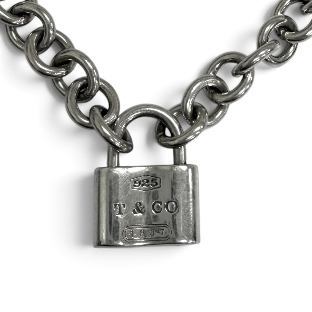Tiffany & Co 1837 Rock Donut Link 925 Sterling Silver Choker Necklace