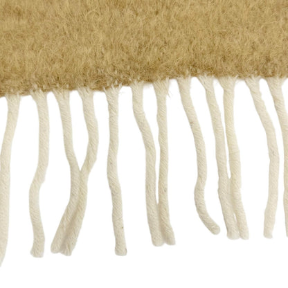 Loewe Mohair Wool Anagram Leather Patch Border Pattern Fringe Long Scarf — view 5