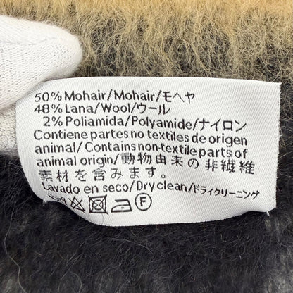 Loewe Mohair Wool Anagram Leather Patch Border Pattern Fringe Long Scarf — view 8