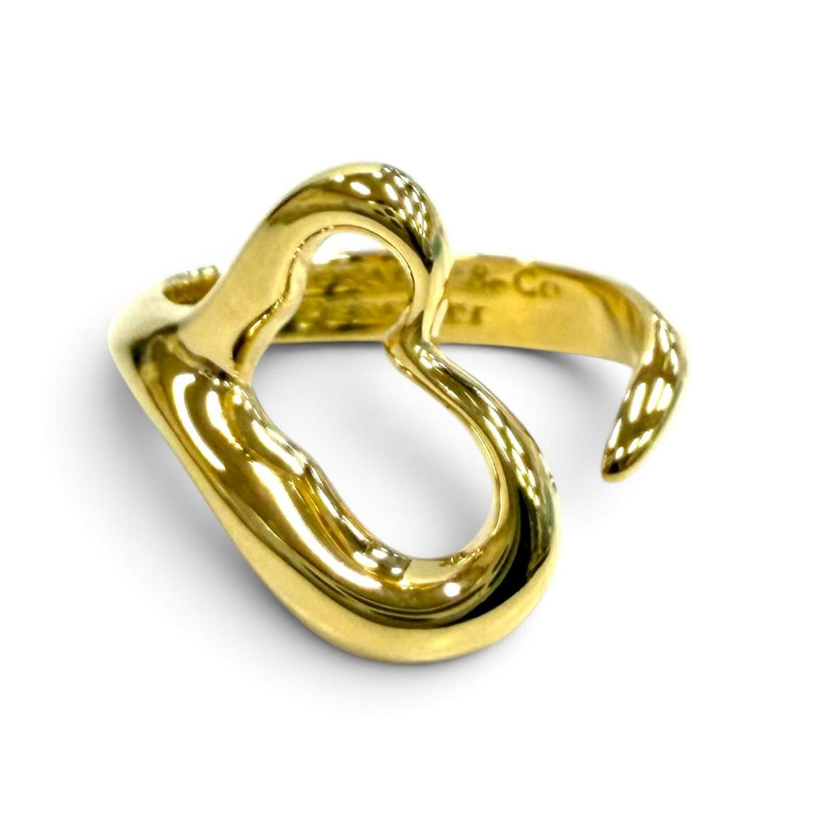 Tiffany & Co Elsa Peretti Open Heart Ring 750 Yellow Gold JP