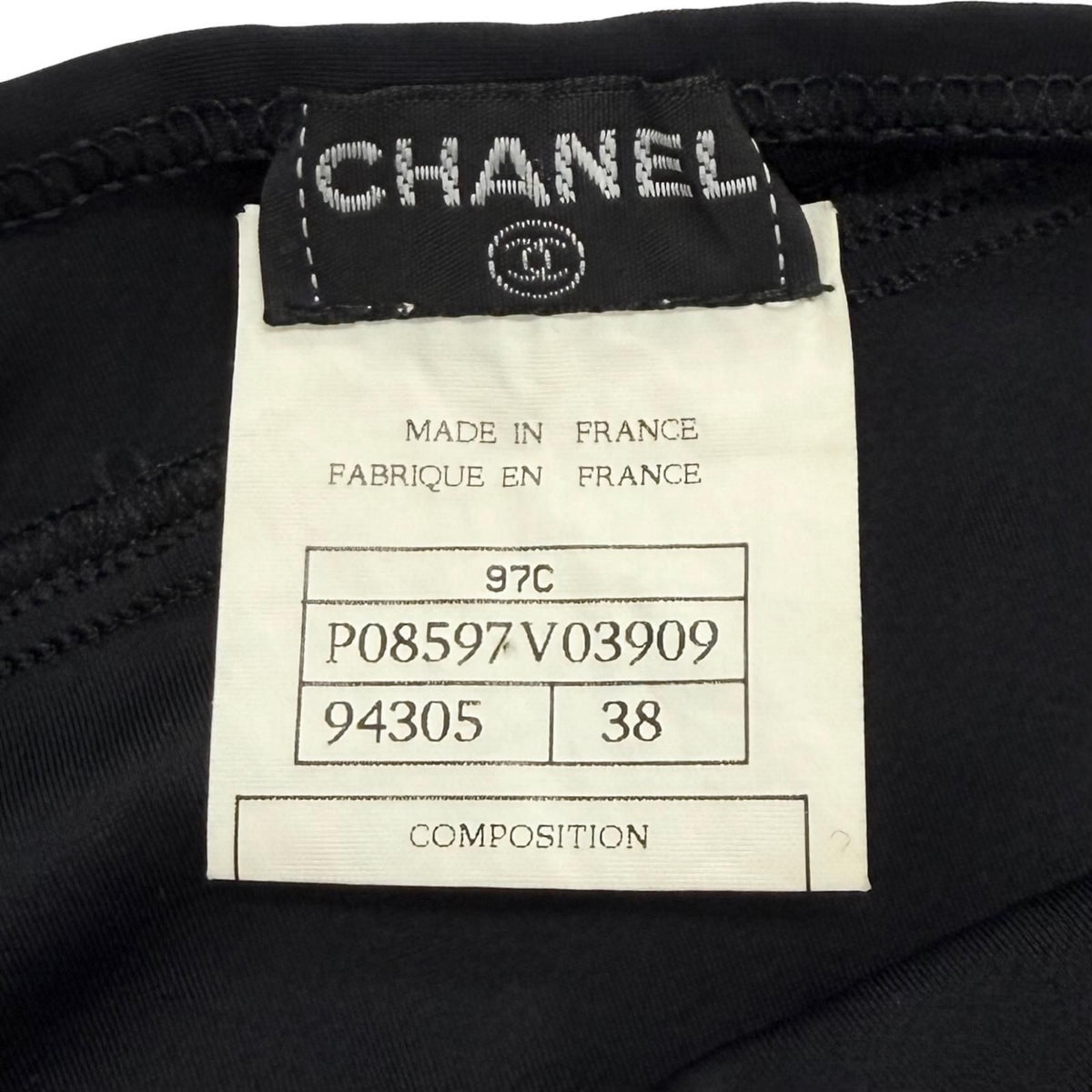 Chanel Vintage 97C CC Logo Embroidery Sleeveless Maillot Dress Black 38 — view 6