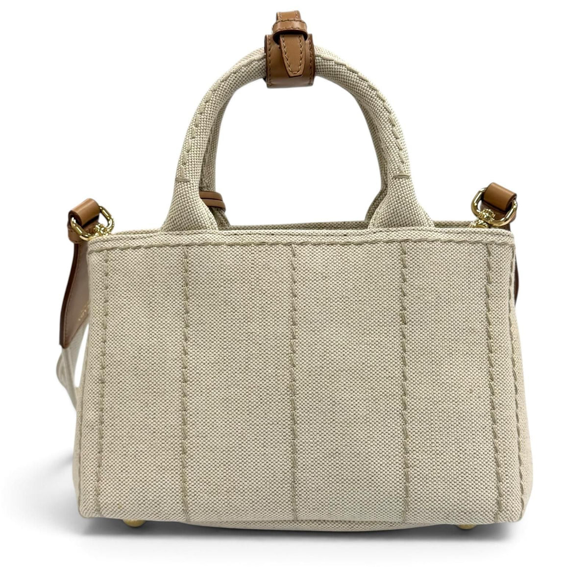 Prada Canapa Licamo Jardiniere Linen Blend Mini Handbag Natural — view 4