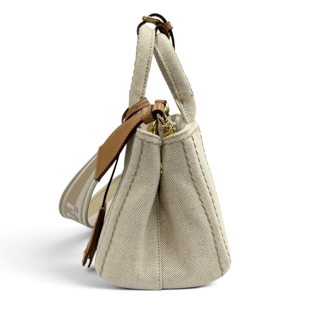 Prada Canapa Licamo Jardiniere Linen Blend Mini Handbag Natural — view 5