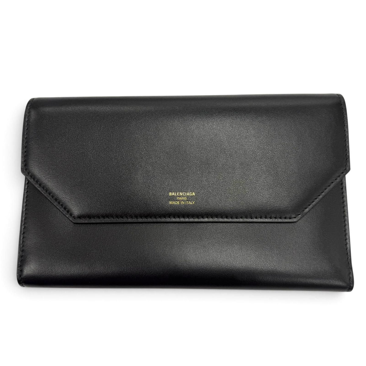 Balenciaga Envelope Leather Wallet Black Gold