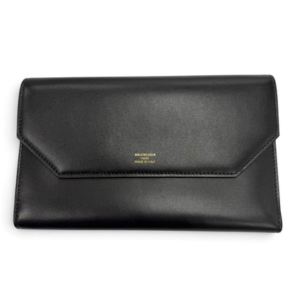 Balenciaga Envelope Leather Wallet Black Gold