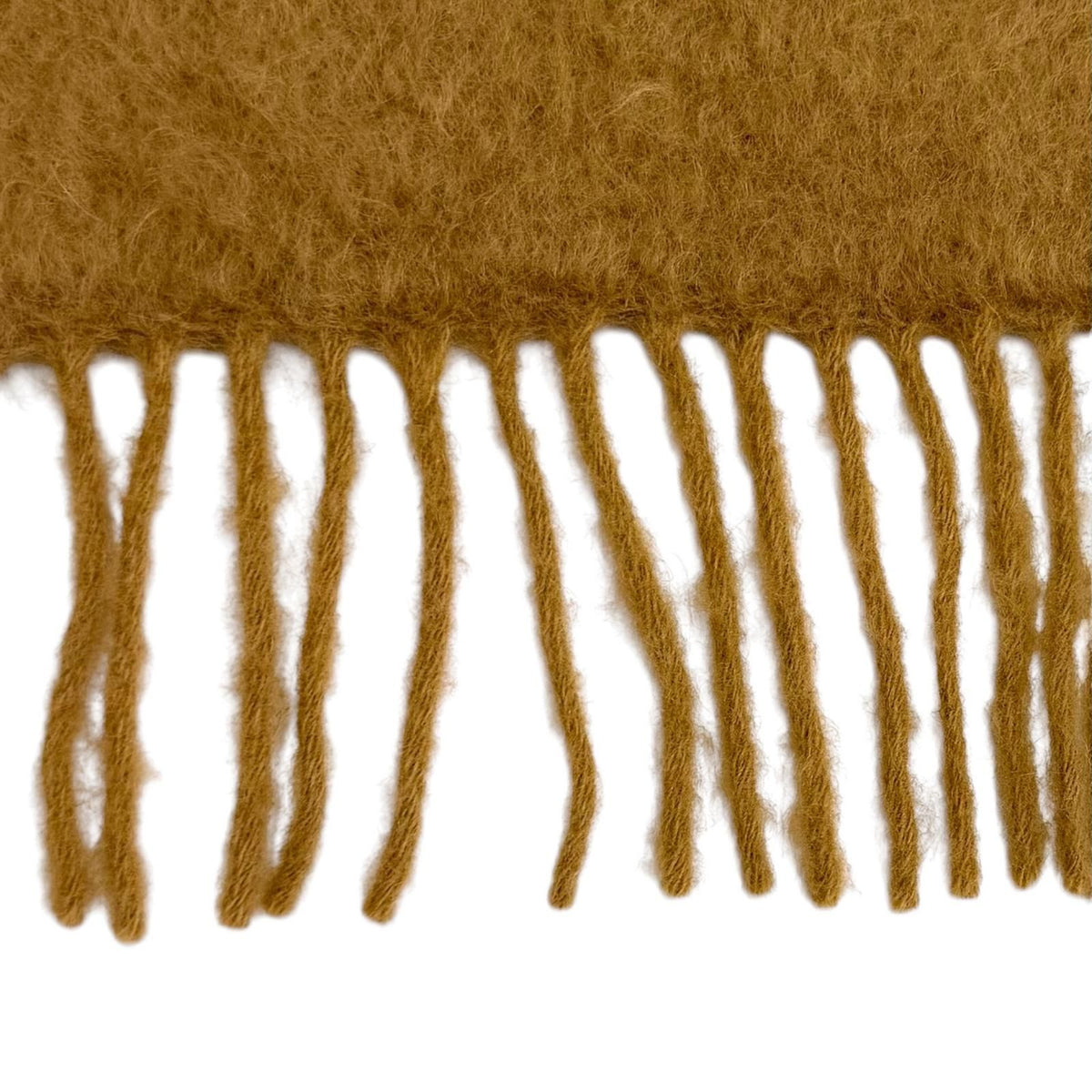 Loewe Mohair Wool Blend Leather Anagram Patch with Fringe Scarf Brown — view 5