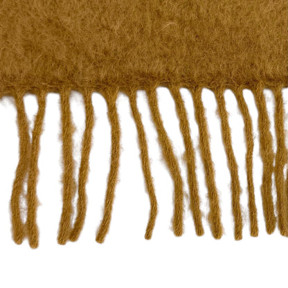 Loewe Mohair Wool Blend Leather Anagram Patch with Fringe Scarf Brown — view 5