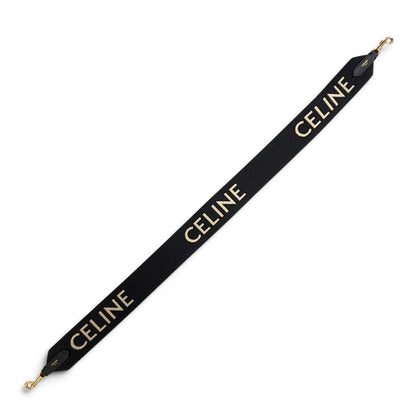 Celine Canvas Leather Jacquard Logo Shoulder Strap Black Beige Gold — view 2