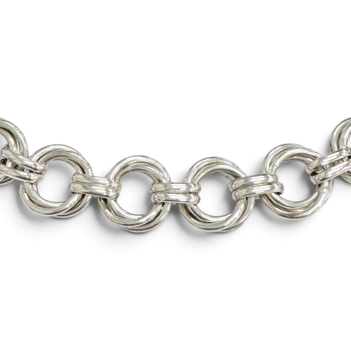 Tiffany & Co Vintage Triple Round Link Necklace 925 Sterling Silver — view 3