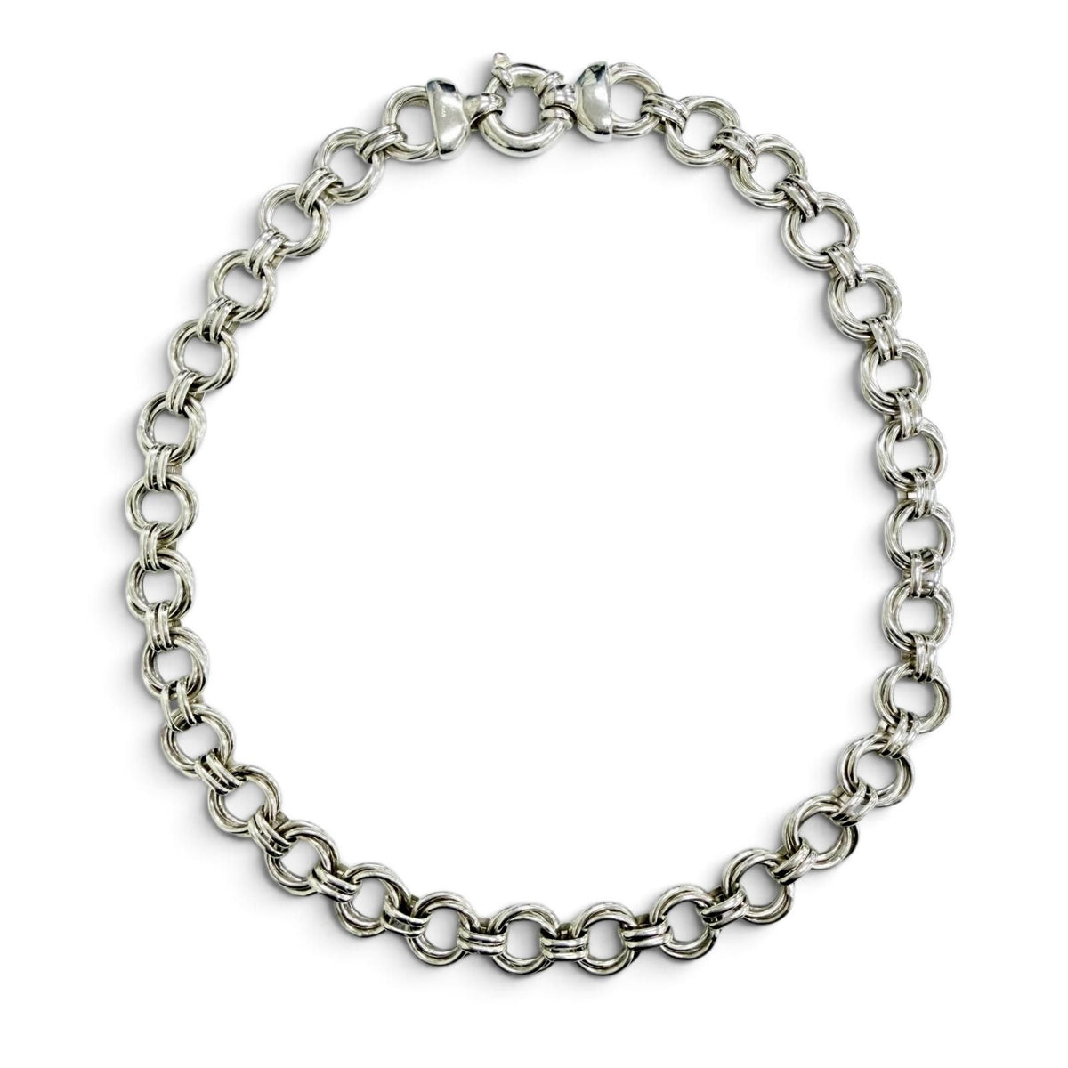 Tiffany & Co Vintage Triple Round Link Necklace 925 Sterling Silver