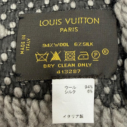 Louis Vuitton Logomania Scarf Monogram Wool Silk Fringed Greige — view 7