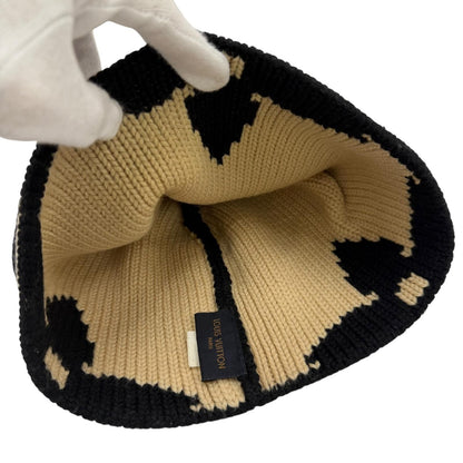 Louis Vuitton Bonnet Morning Glam Wool Beanie Knit Cap Black Beige Hat — view 5