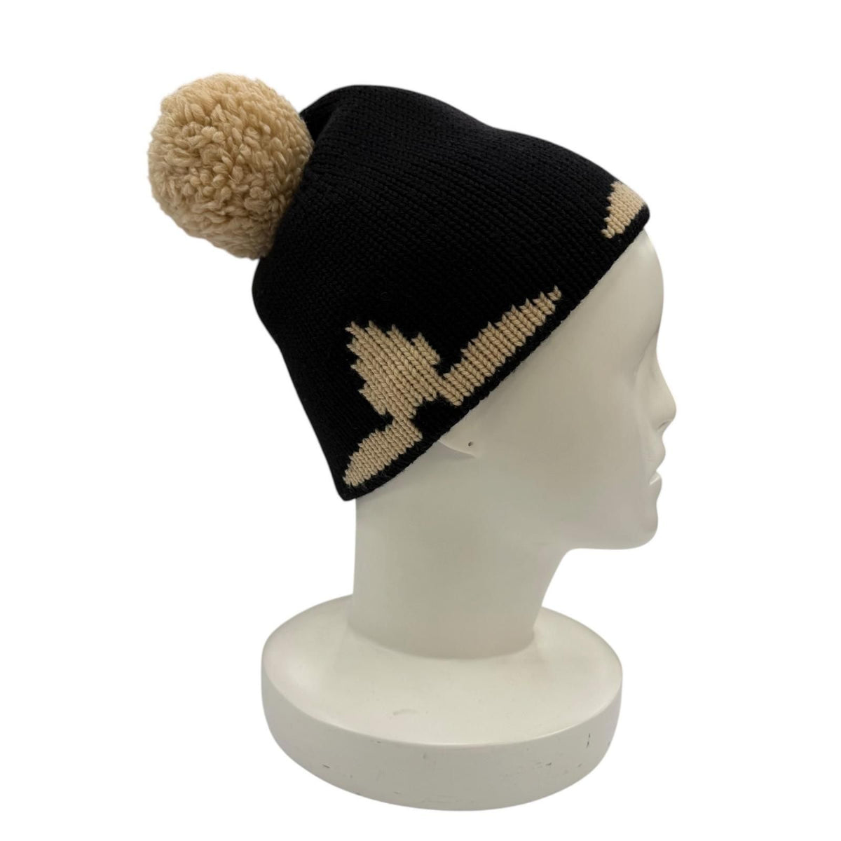 Louis Vuitton Bonnet Morning Glam Wool Beanie Knit Cap Black Beige Hat — view 4