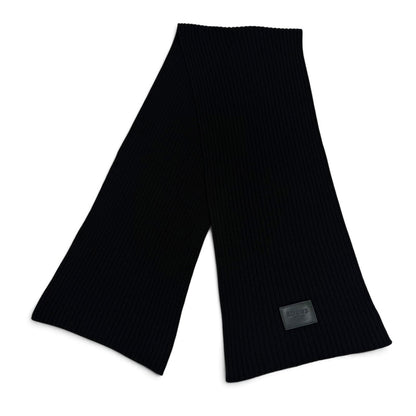 Loewe Wool 100% Leather with Patch Low Gauge Knit Long Scarf Black Sweater — view 3