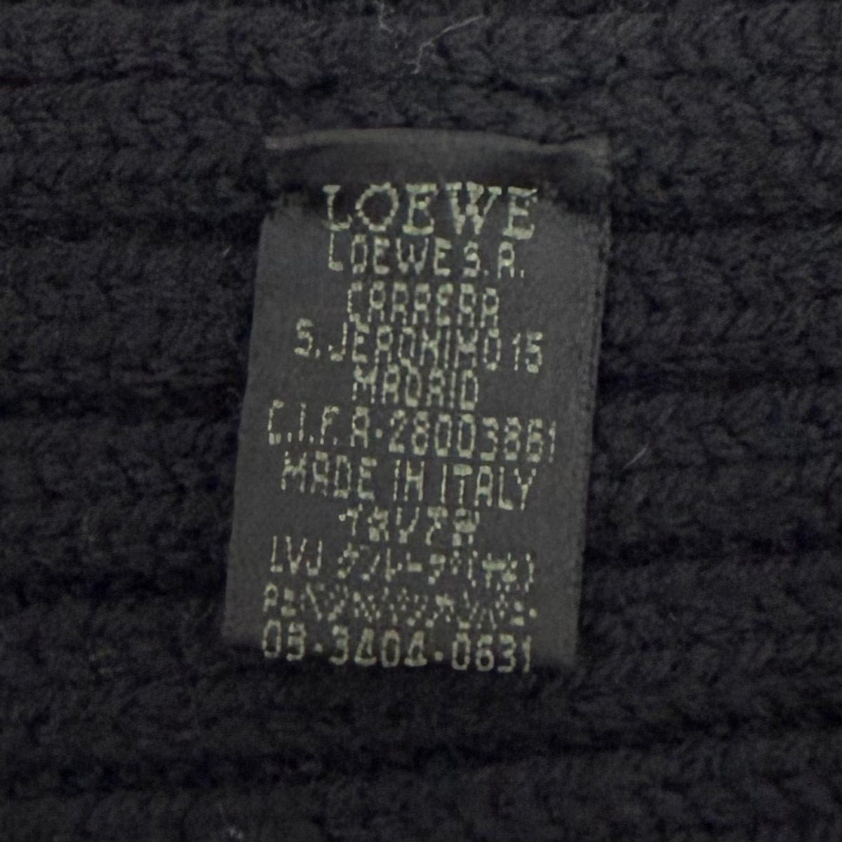 Loewe Wool 100% Leather with Patch Low Gauge Knit Long Scarf Black Sweater — view 6