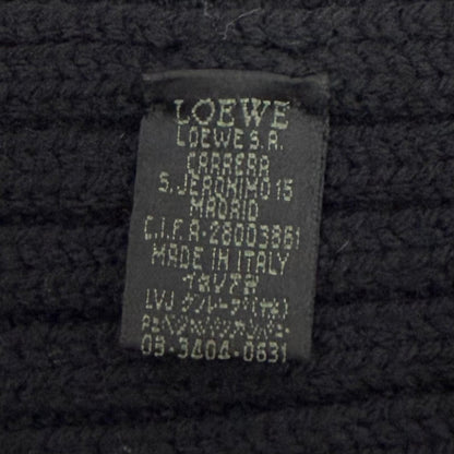Loewe Wool 100% Leather with Patch Low Gauge Knit Long Scarf Black Sweater — view 6