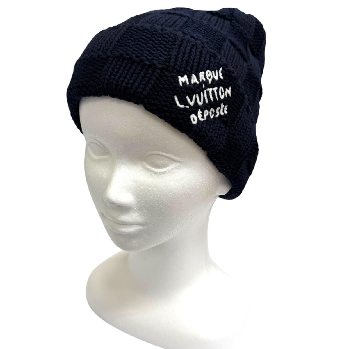 Louis Vuitton Beanie Damier Snug Knit Cap Navy Hat