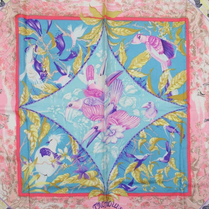 Hermes Tropiques Carre 90 Large Scarf Tropical Animal Silk Twill Shawl Pink — view 6