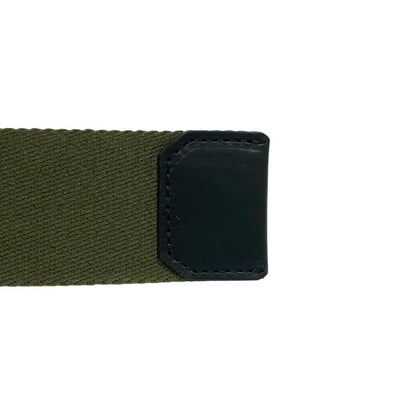 Bottega Veneta Webbing Ring Belt Double Canvas Leather M Khaki Black — view 5