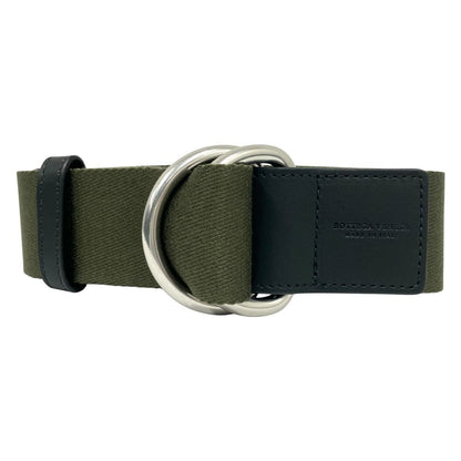 Bottega Veneta Webbing Ring Belt Double Canvas Leather M Khaki Black — view 2