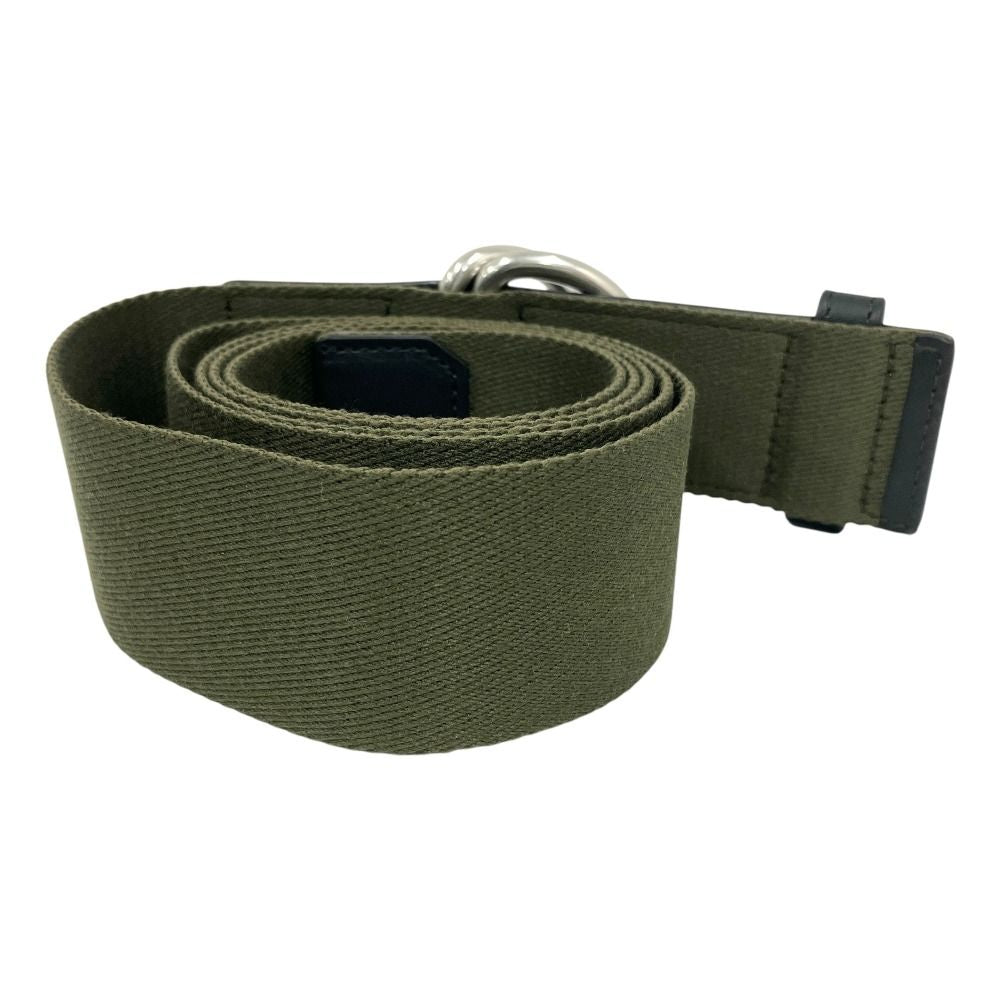 Bottega Veneta Webbing Ring Belt Double Canvas Leather M Khaki Black — view 3