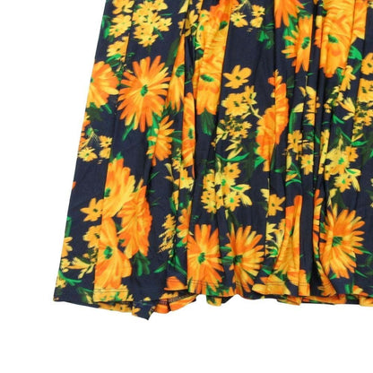 Balenciaga Rayon Stretch Floral Maxi Dress Pattern Navy Orange 34 — view 5