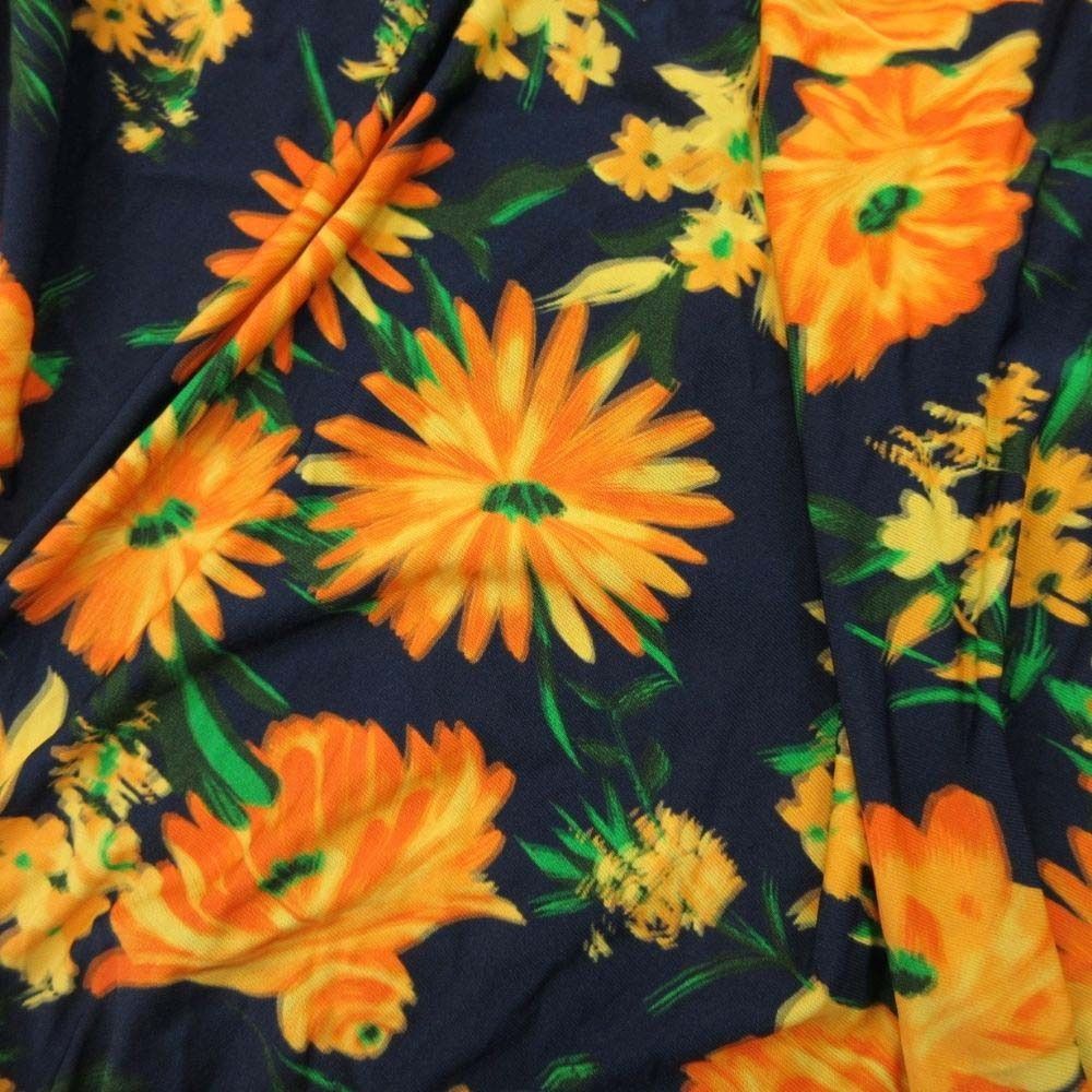 Balenciaga Rayon Stretch Floral Maxi Dress Pattern Navy Orange 34 — view 6