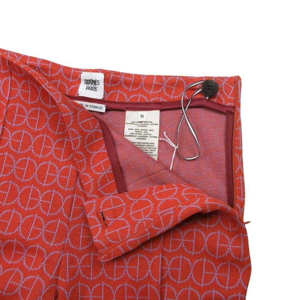 Hermes H Round Micro Jersey Pants Jacquard Knit All Over Print Orange 36 — view 4