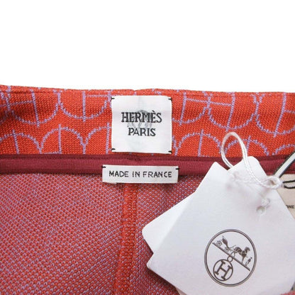 Hermes H Round Micro Jersey Pants Jacquard Knit All Over Print Orange 36 — view 8