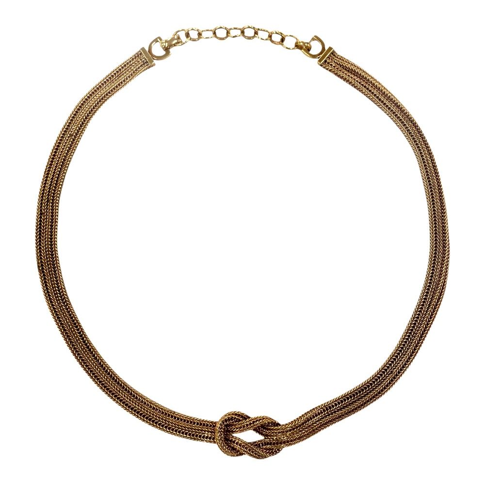 Dior Knot Choker Short Necklace Vintage 45 Gold