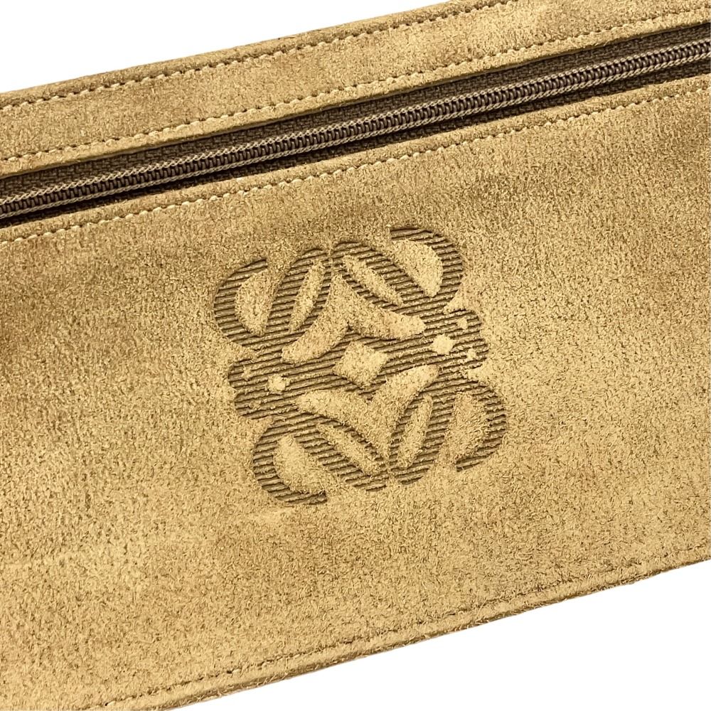 Loewe Wallet Case Flat Pouch Suede Leather Anagram Logo Vintage Beige — view 3
