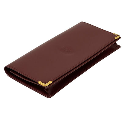 Cartier Wallet Leather Bordeaux Gold Red Wine Everyday — view 3