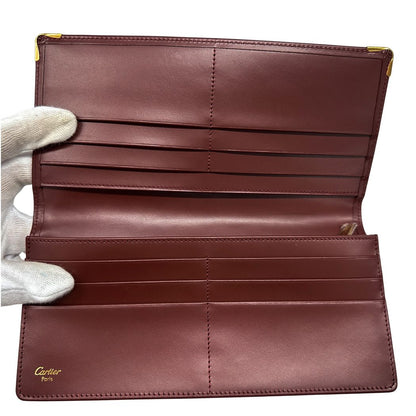 Cartier Wallet Leather Bordeaux Gold Red Wine Everyday — view 4