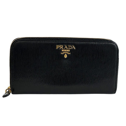 Prada Wallet Leather Black Chic Simple Monotone Cool Everyday